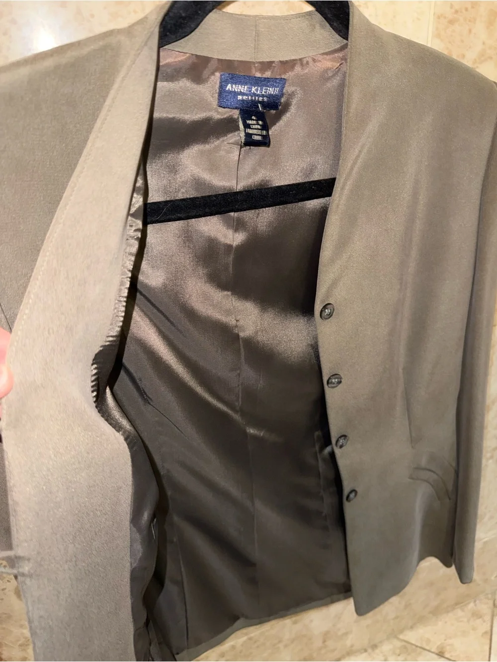 Anne Klein Olive Collarless Women's Blazer